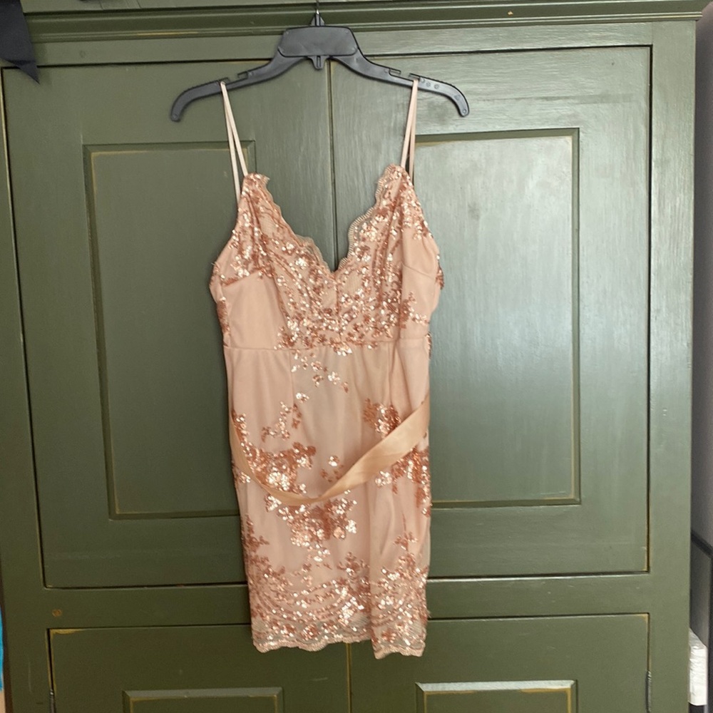 Tan glittery NYE dress